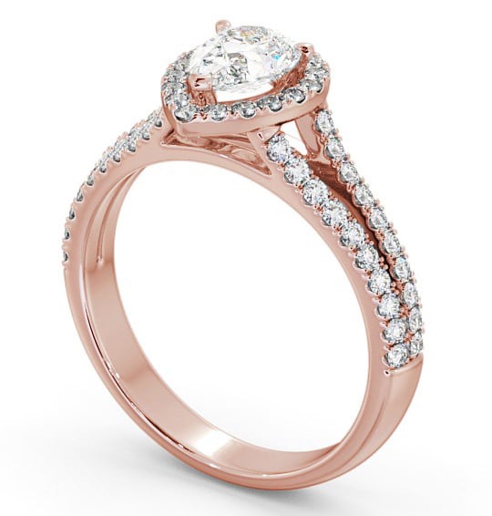 Halo Pear Diamond Split Band Engagement Ring 9K Rose Gold ENPE21_RG_THUMB1