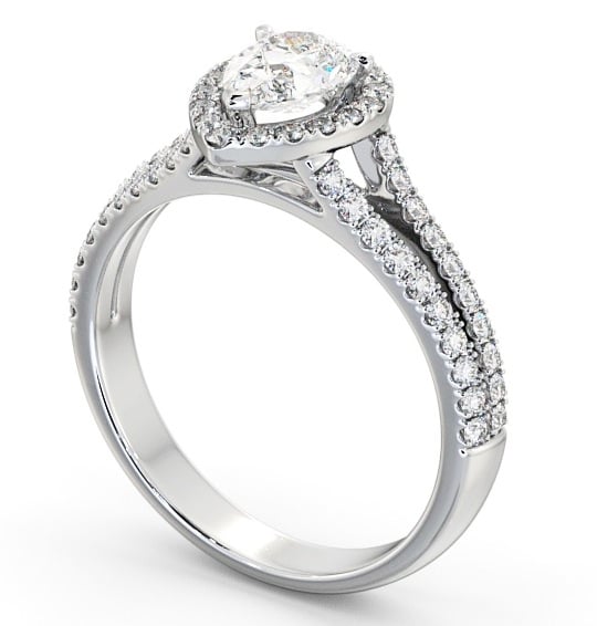 Halo Pear Diamond Split Band Engagement Ring 18K White Gold ENPE21_WG_THUMB1 