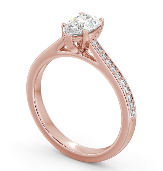 Pear Diamond 5 Prong Engagement Ring 9K Rose Gold Solitaire with Channel Set Side Stones ENPE21S_RG_THUMB1