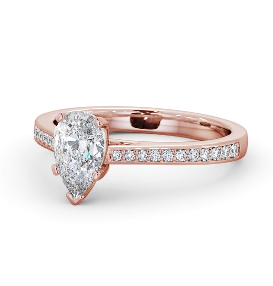  Pear Diamond Engagement Ring 18K Rose Gold Solitaire With Side Stones - Tobin ENPE21S_RG_THUMB2 