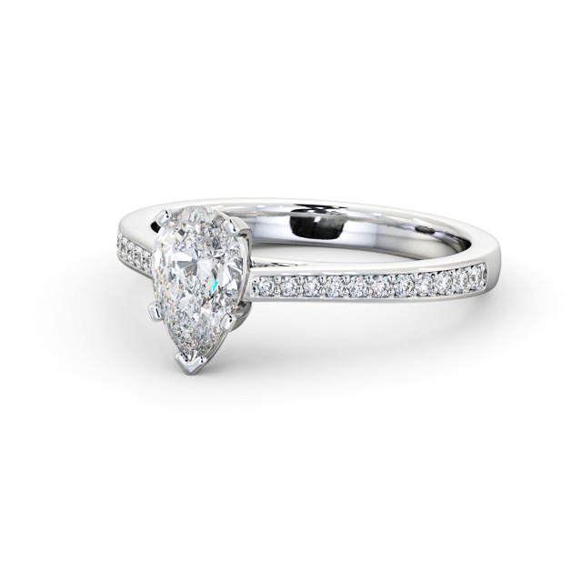 Pear Diamond Engagement Ring Palladium Solitaire With Side Stones - Tobin ENPE21S_WG_FLAT