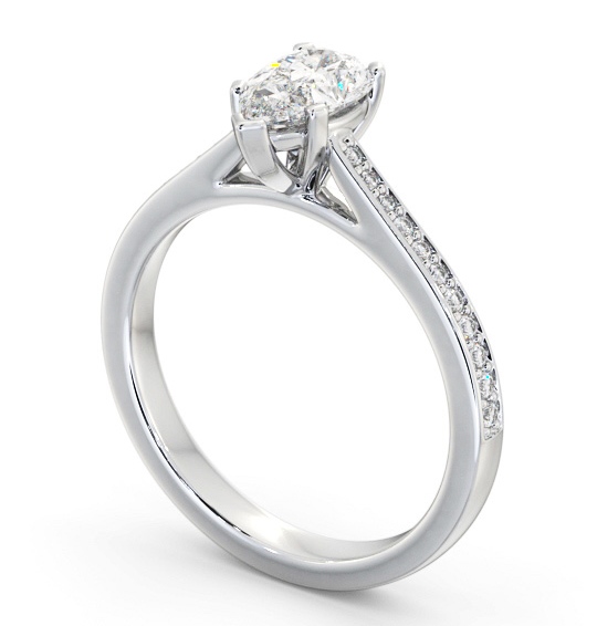 Pear Diamond 5 Prong Engagement Ring Palladium Solitaire with Channel Set Side Stones ENPE21S_WG_THUMB1