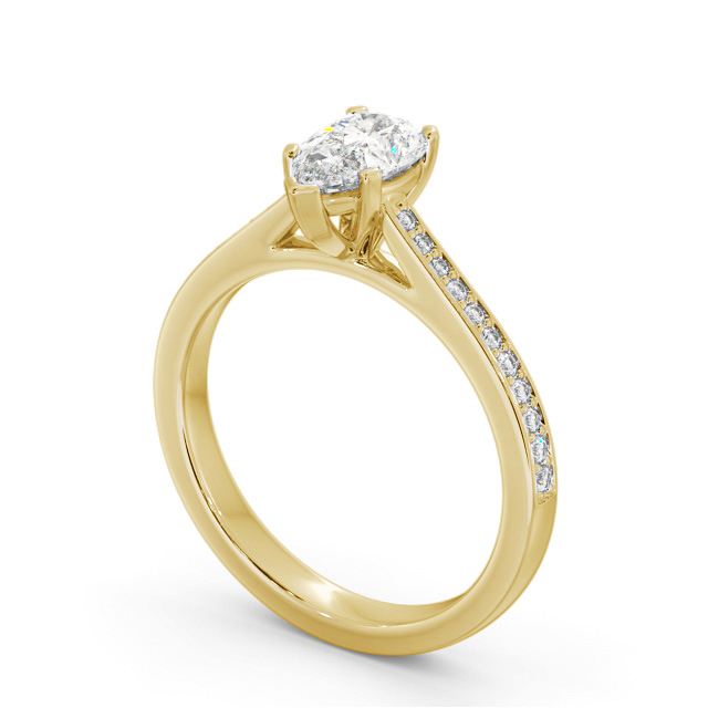 Pear Diamond Engagement Ring 18K Yellow Gold Solitaire With Side Stones - Tobin ENPE21S_YG_SIDE