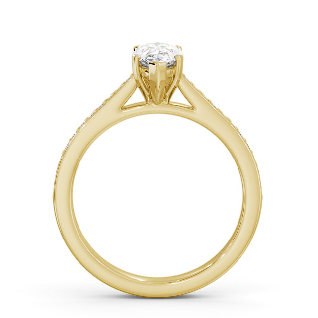 Pear Diamond Engagement Ring 18K Yellow Gold Solitaire With Side Stones - Tobin ENPE21S_YG_UP