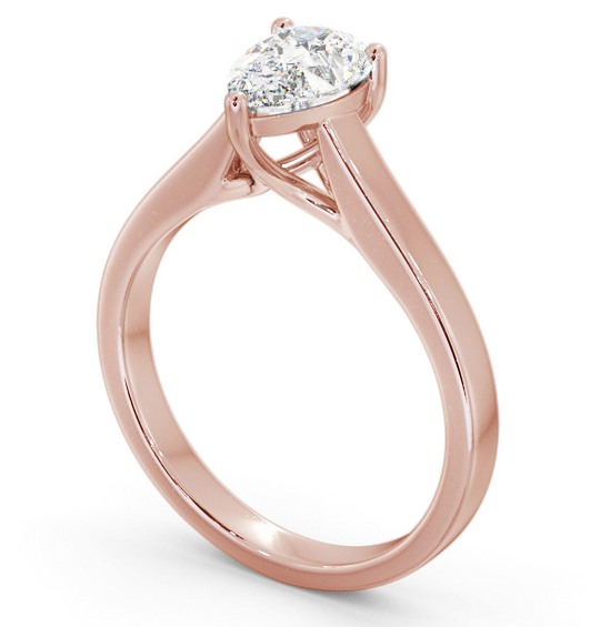 Pear Diamond 3 Prong Trellis Design Engagement Ring 18K Rose Gold Solitaire ENPE22_RG_THUMB1