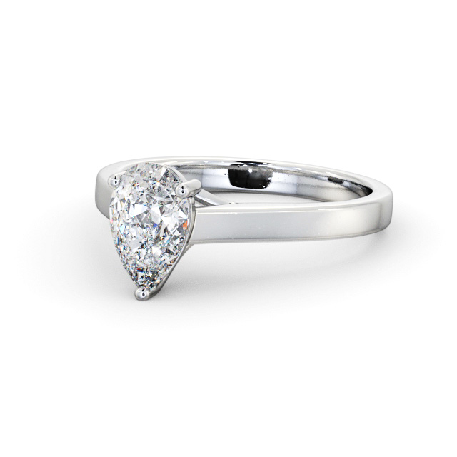 Pear Diamond Engagement Ring 18K White Gold Solitaire - Heathcote ENPE22_WG_FLAT