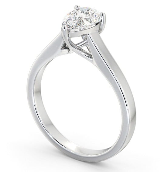 Pear Diamond 3 Prong Trellis Design Engagement Ring 18K White Gold Solitaire ENPE22_WG_THUMB1 