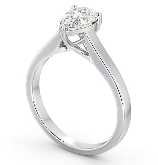 Pear Diamond 3 Prong Trellis Design Engagement Ring 18K White Gold Solitaire ENPE22_WG_THUMB1