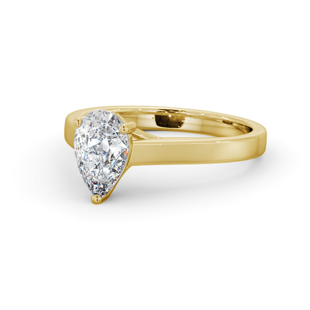 Pear Diamond Engagement Ring 18K Yellow Gold Solitaire - Heathcote ENPE22_YG_FLAT