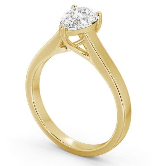 Pear Diamond 3 Prong Trellis Design Engagement Ring 9K Yellow Gold Solitaire ENPE22_YG_THUMB1
