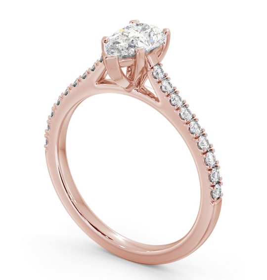 Pear Diamond 5 Prong Engagement Ring 9K Rose Gold Solitaire with Channel Set Side Stones ENPE22S_RG_THUMB1