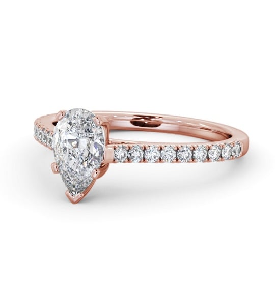 Pear Diamond 5 Prong Engagement Ring 18K Rose Gold Solitaire with Channel Set Side Stones ENPE22S_RG_THUMB2 