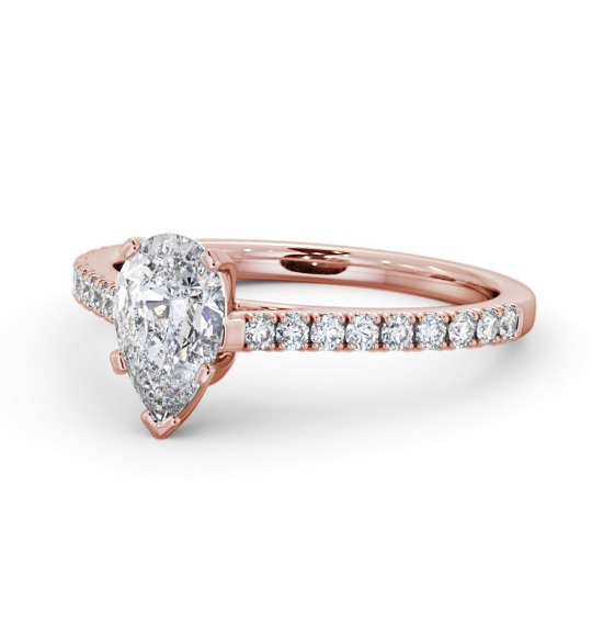  Pear Diamond Engagement Ring 18K Rose Gold Solitaire With Side Stones - Melodie ENPE22S_RG_THUMB2 