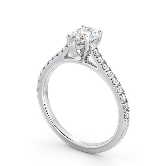 Pear Diamond Engagement Ring 9K White Gold Solitaire With Side Stones - Melodie ENPE22S_WG_SIDE