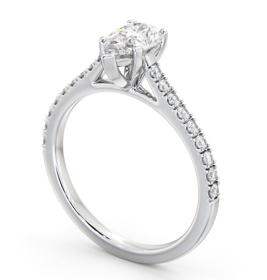 Pear Diamond Engagement Ring Palladium Solitaire With Side Stones - Melodie ENPE22S_WG_THUMB1