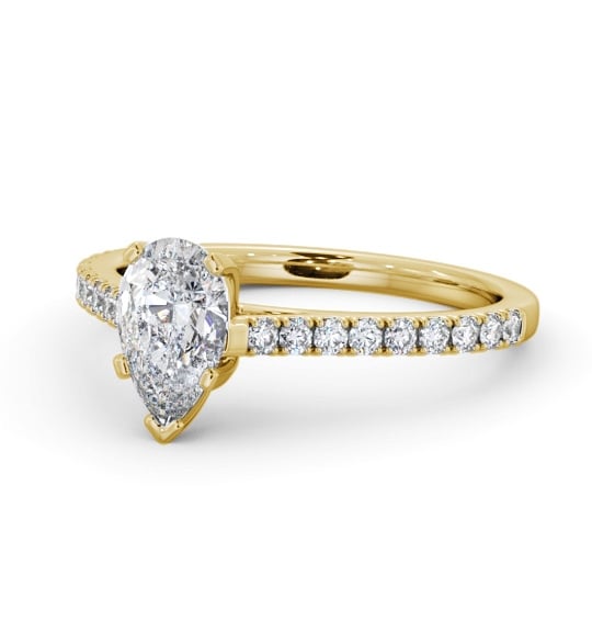  Pear Diamond Engagement Ring 18K Yellow Gold Solitaire With Side Stones - Melodie ENPE22S_YG_THUMB2 