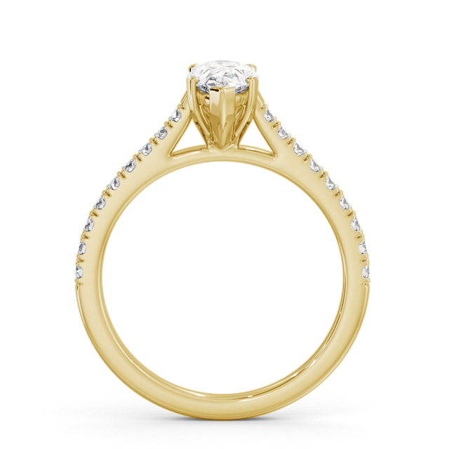 Pear Diamond Engagement Ring 18K Yellow Gold Solitaire With Side Stones - Melodie ENPE22S_YG_UP