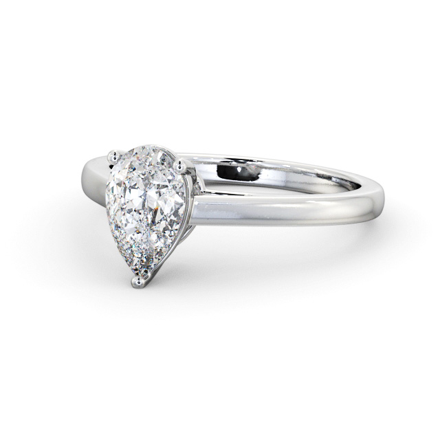 Pear Diamond Engagement Ring 18K White Gold Solitaire - Sawley ENPE23_WG_FLAT