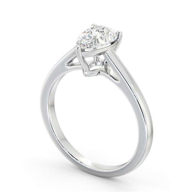 Pear Diamond Engagement Ring 18K White Gold Solitaire - Sawley ENPE23_WG_SIDE