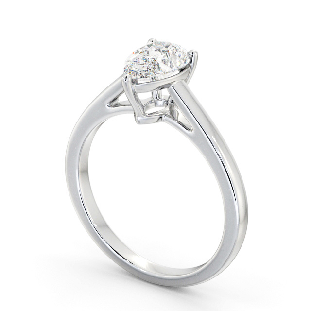 Pear Diamond Engagement Ring 9K White Gold Solitaire - Sawley ENPE23_WG_SIDE