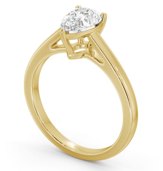 Pear Diamond 3 Prong Engagement Ring 9K Yellow Gold Solitaire ENPE23_YG_THUMB1