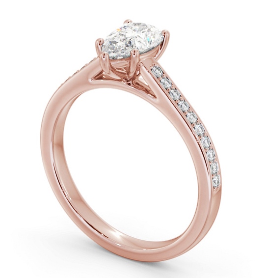  Pear Diamond Engagement Ring 18K Rose Gold Solitaire With Side Stones - Codie ENPE23S_RG_THUMB1 