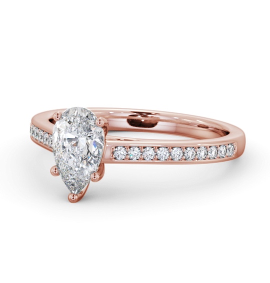  Pear Diamond Engagement Ring 18K Rose Gold Solitaire With Side Stones - Codie ENPE23S_RG_THUMB2 