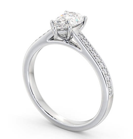  Pear Diamond Engagement Ring Platinum Solitaire With Side Stones - Codie ENPE23S_WG_THUMB1 
