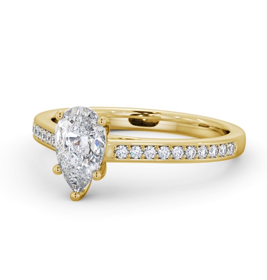  Pear Diamond Engagement Ring 9K Yellow Gold Solitaire With Side Stones - Codie ENPE23S_YG_THUMB2 