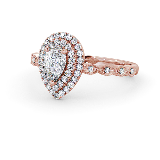 Halo Pear Diamond Engagement Ring 18K Rose Gold - Alibury ENPE24_RG_FLAT