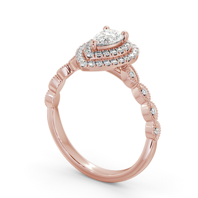 Halo Pear Diamond Engagement Ring 9K Rose Gold - Alibury ENPE24_RG_SIDE