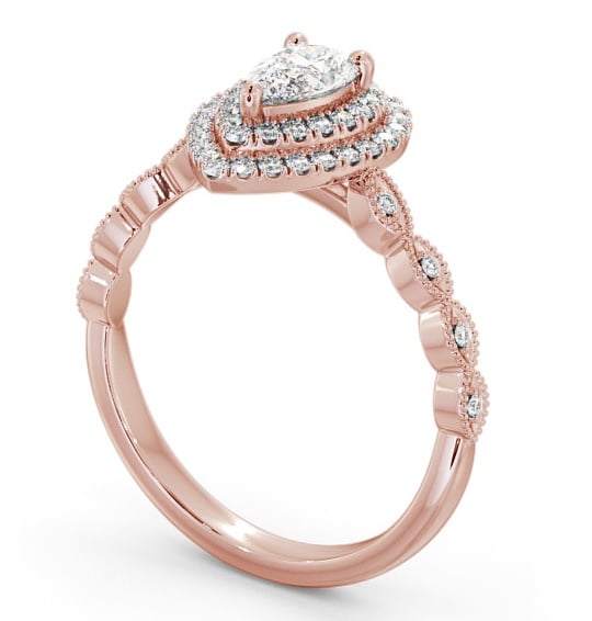 Double Halo Pear Diamond Engagement Ring 9K Rose Gold ENPE24_RG_THUMB1
