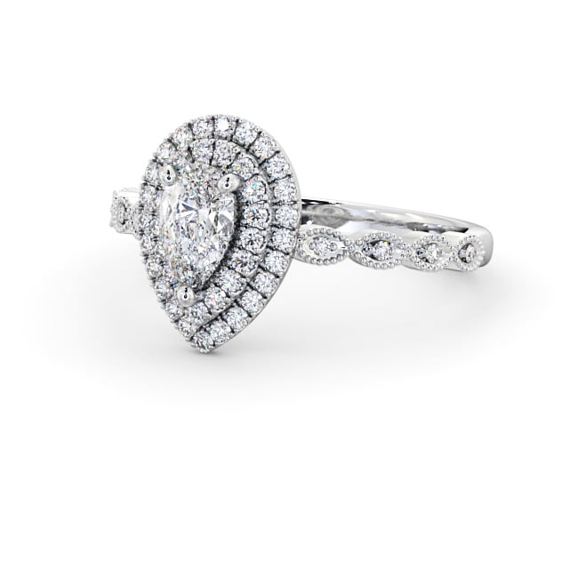 Halo Pear Diamond Engagement Ring Platinum - Alibury ENPE24_WG_FLAT