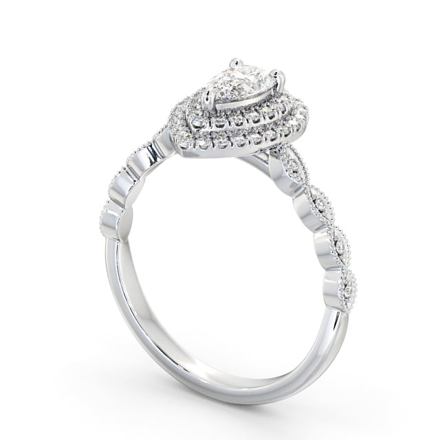 Halo Pear Diamond Engagement Ring 9K White Gold - Alibury