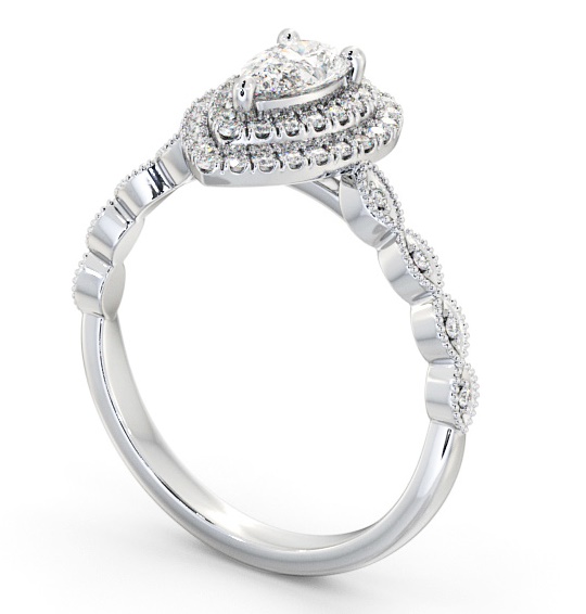Halo Pear Diamond Engagement Ring 9K White Gold - Alibury ENPE24_WG_THUMB1