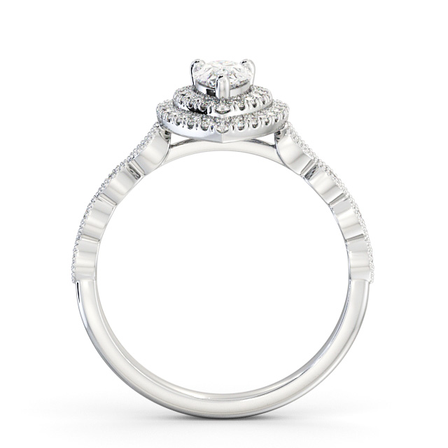 Halo Pear Diamond Engagement Ring 9K White Gold - Alibury ENPE24_WG_UP