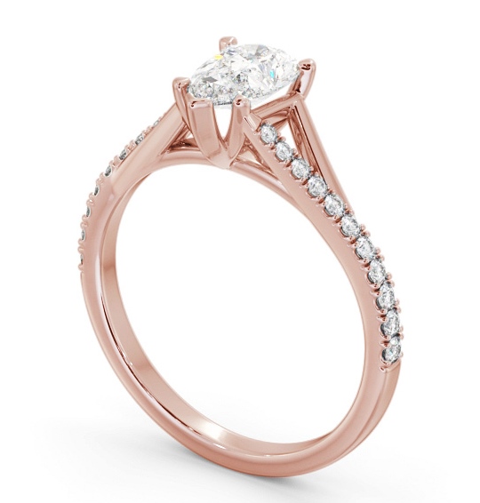 Pear Diamond Engagement Ring 9K Rose Gold Solitaire with Offset Side Stones ENPE24S_RG_THUMB1