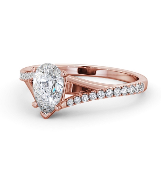 Pear Diamond Engagement Ring 18K Rose Gold Solitaire with Offset Side Stones ENPE24S_RG_THUMB2 