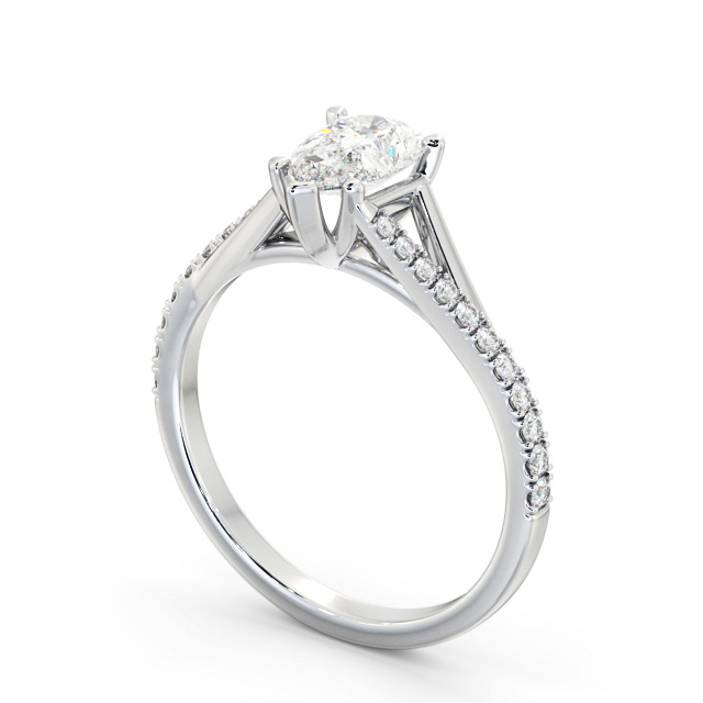 Pear Diamond Engagement Ring Platinum Solitaire With Side Stones - Paige ENPE24S_WG_SIDE