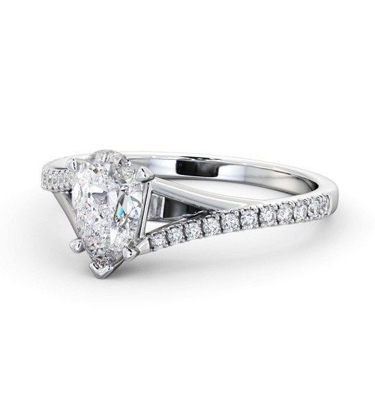 Pear Diamond Engagement Ring 18K White Gold Solitaire with Offset Side Stones ENPE24S_WG_THUMB2 