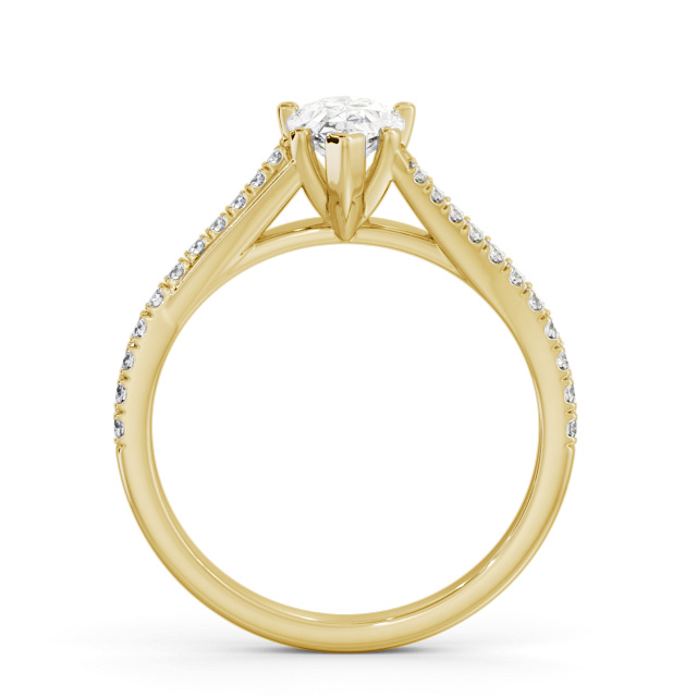 Pear Diamond Engagement Ring 18K Yellow Gold Solitaire With Side Stones - Paige ENPE24S_YG_UP