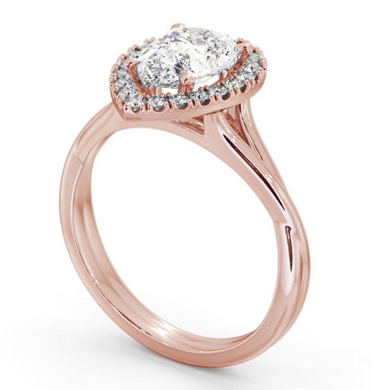 Halo Pear Diamond Crossover Band Engagement Ring 18K Rose Gold ENPE25_RG_THUMB1 