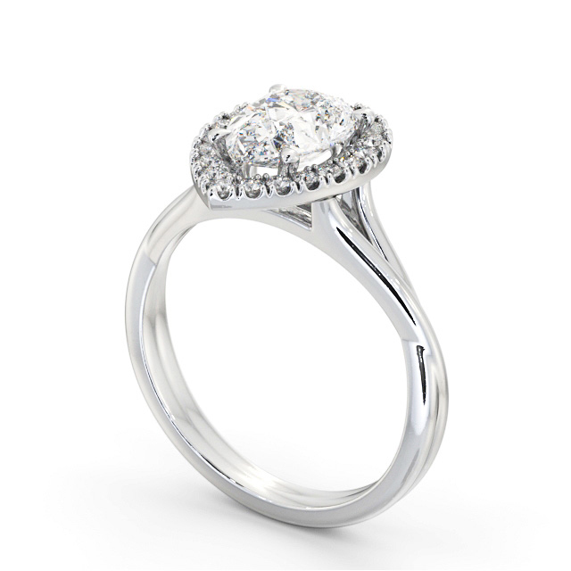 Halo Pear Diamond Engagement Ring 18K White Gold - Satrine ENPE25_WG_SIDE