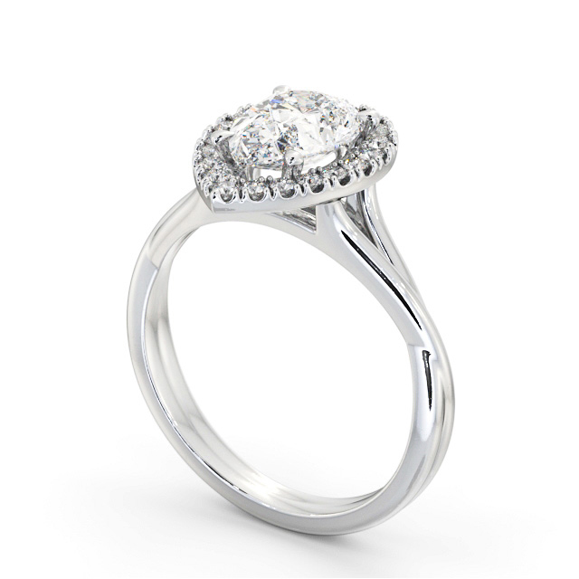 Halo Pear Diamond Engagement Ring 9K White Gold - Satrine ENPE25_WG_SIDE