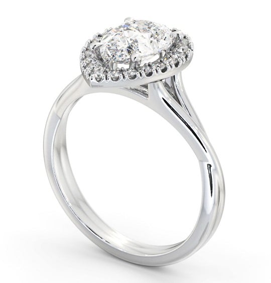  Halo Pear Diamond Engagement Ring 18K White Gold - Satrine ENPE25_WG_THUMB1 