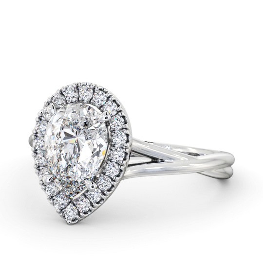 Halo Pear Diamond Crossover Band Engagement Ring Platinum ENPE25_WG_THUMB2 