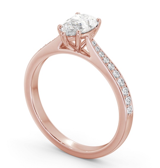 Pear Diamond Tapered Band Engagement Ring 18K Rose Gold Solitaire with Channel Set Side Stones ENPE25S_RG_THUMB1