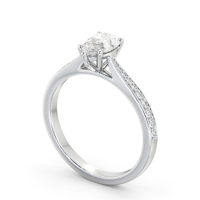 Pear Diamond Engagement Ring 18K White Gold Solitaire With Side Stones - Kareena ENPE25S_WG_SIDE