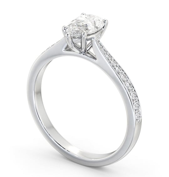 Pear Diamond Tapered Band Engagement Ring 18K White Gold Solitaire with Channel Set Side Stones ENPE25S_WG_THUMB1 
