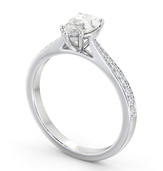 Pear Diamond Tapered Band Engagement Ring Platinum Solitaire with Channel Set Side Stones ENPE25S_WG_THUMB1